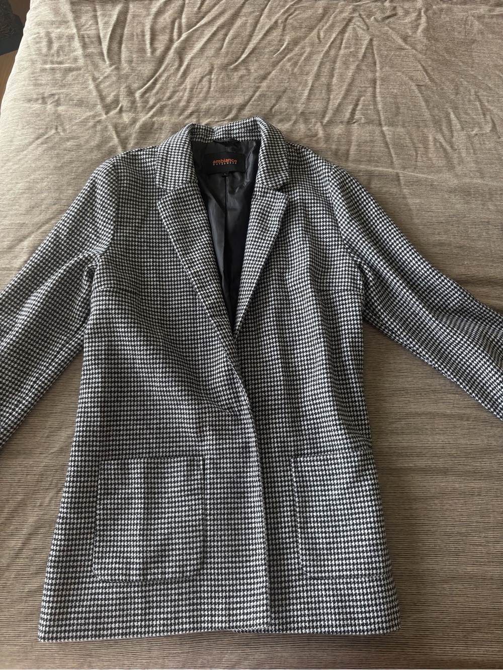 Houndstooth/Gingham Blazer Jacket - Black & White